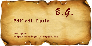 Bérdi Gyula névjegykártya